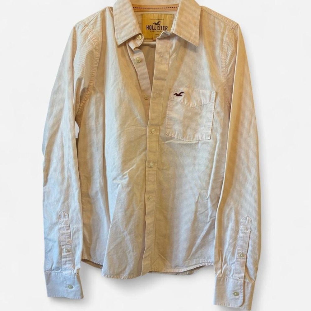 Vintage Hollister creamsicle orange button up shirt w/ seagull logo Sz S